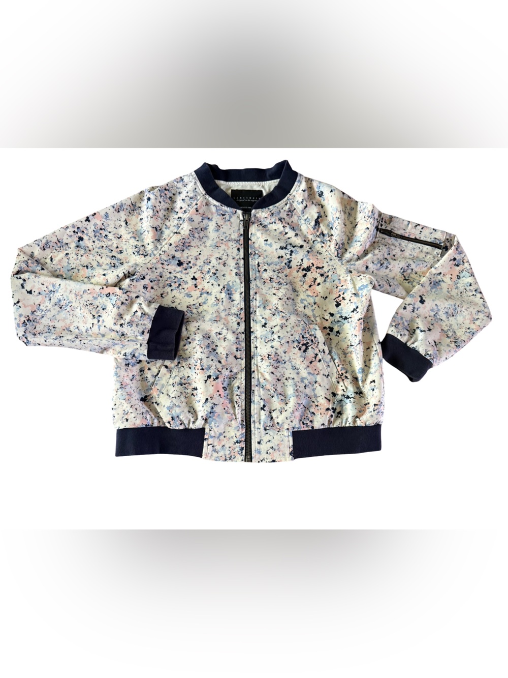 Sanctuary Speckled Floral Bomber Jacket Zip Front Soft Lightweight Small